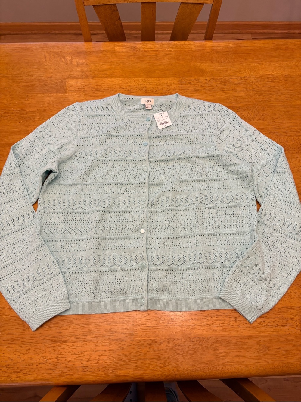 J. Crew Seafoam Pointelle Cardigan - Women's Lightweight Knit - Picture 2 of 5